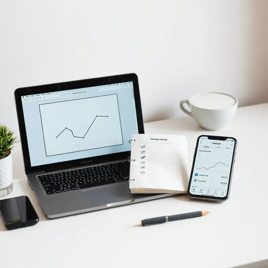 Modern desk with laptop and notes planning a clear, conversion-focused content workflow