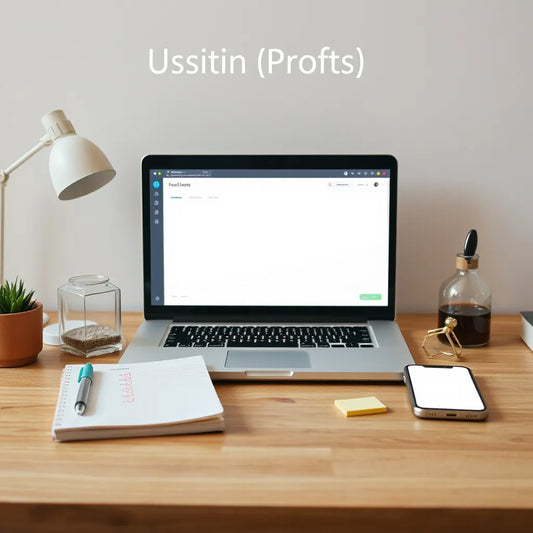 Minimal modern workspace with laptop, notes, and planning tools for launching digital products