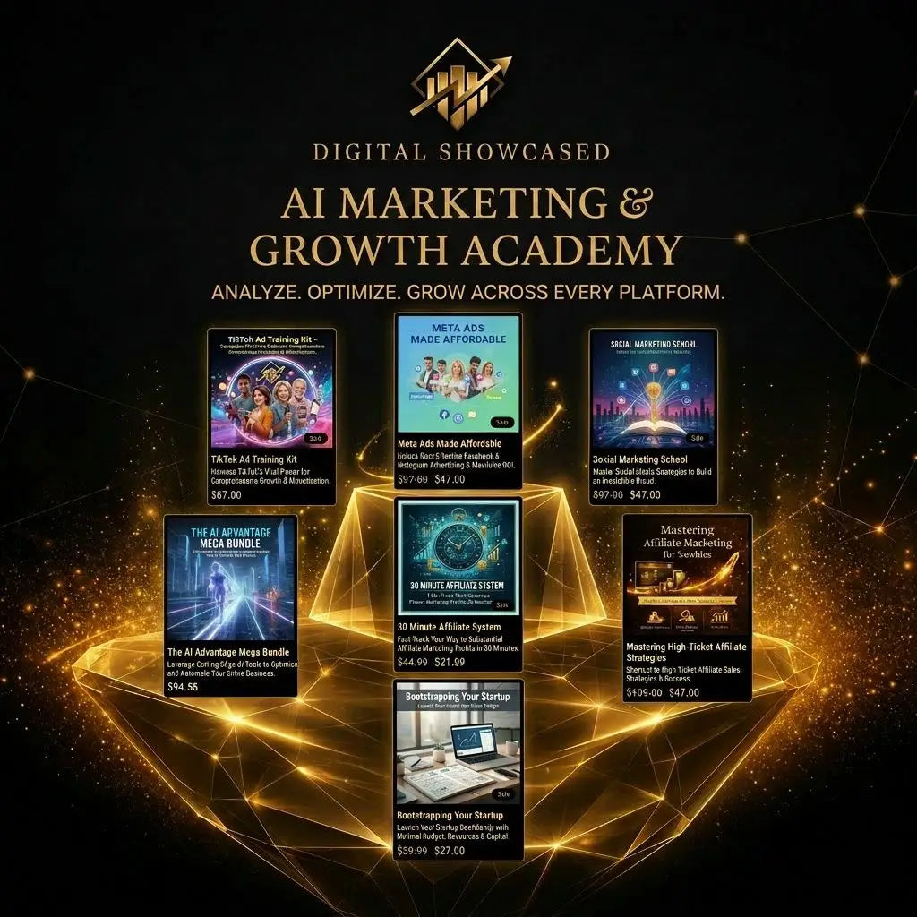 Golden pyramid with glowing edges and reflective surface representing ai tools in ai marketing and growth academy collection