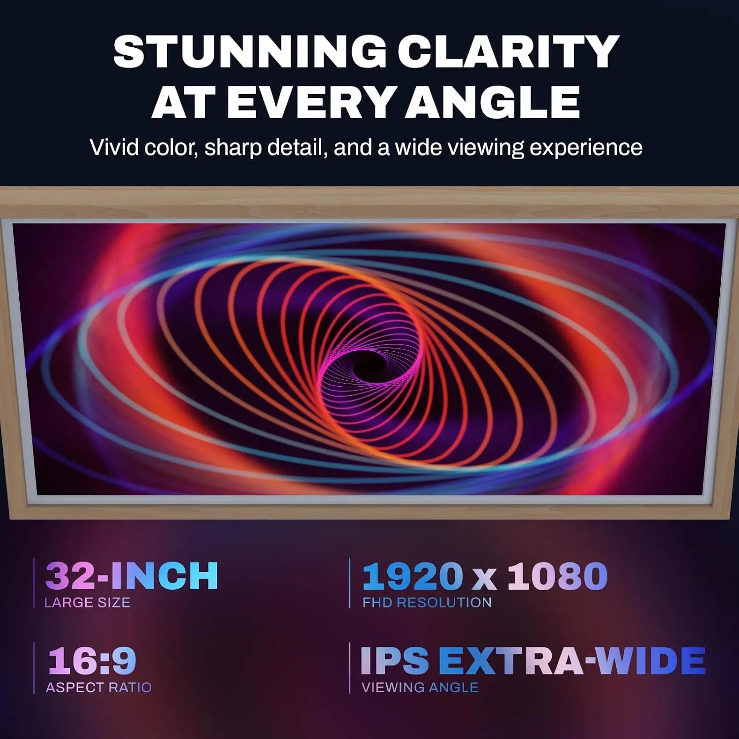 32 inch fhd extra large digital photo frame with vivid ips display and light wood picture frame design