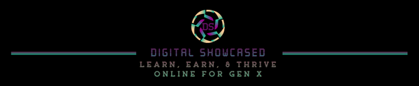 Logo and text for 'Digital Showcased' on a black background
