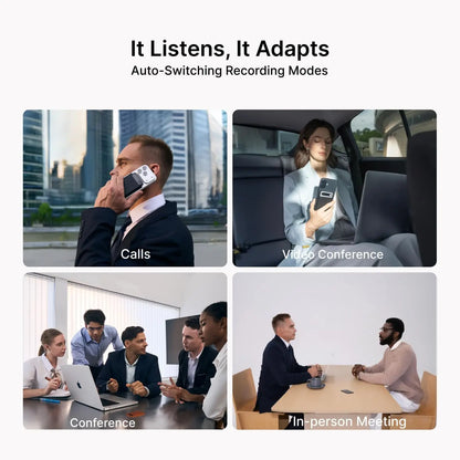 Black comulytic note pro voice recorder smartphone back showing camera module and headphones jack for meetings