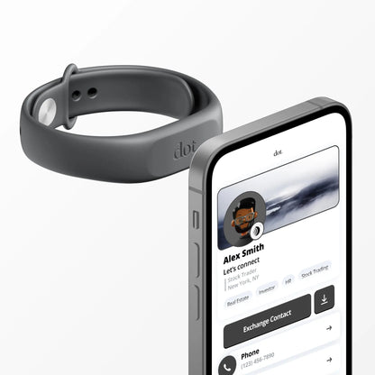 Gray silicone dot fitness tracker band digital business card wristband tap compatible with iphone and android