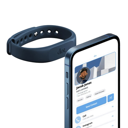 Navy blue silicone dot band digital business card wristband tap compatible with iphone and android for digital business