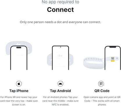 White silicone dot band wristband with qr code digital business card tap compatible with iphone and android