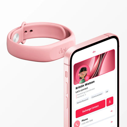 Pink silicone dot fitness tracker band digital business card wristband tap compatible with iphone and android