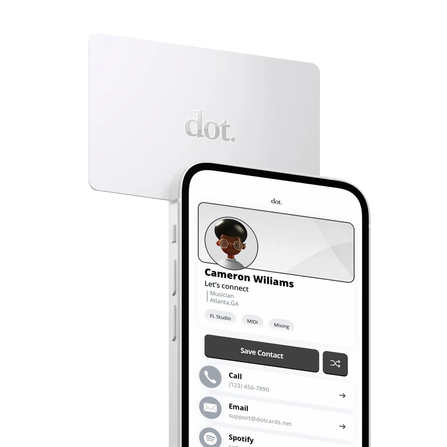 White rectangular dot digital business card tap compatible with iphone and android for digital business use