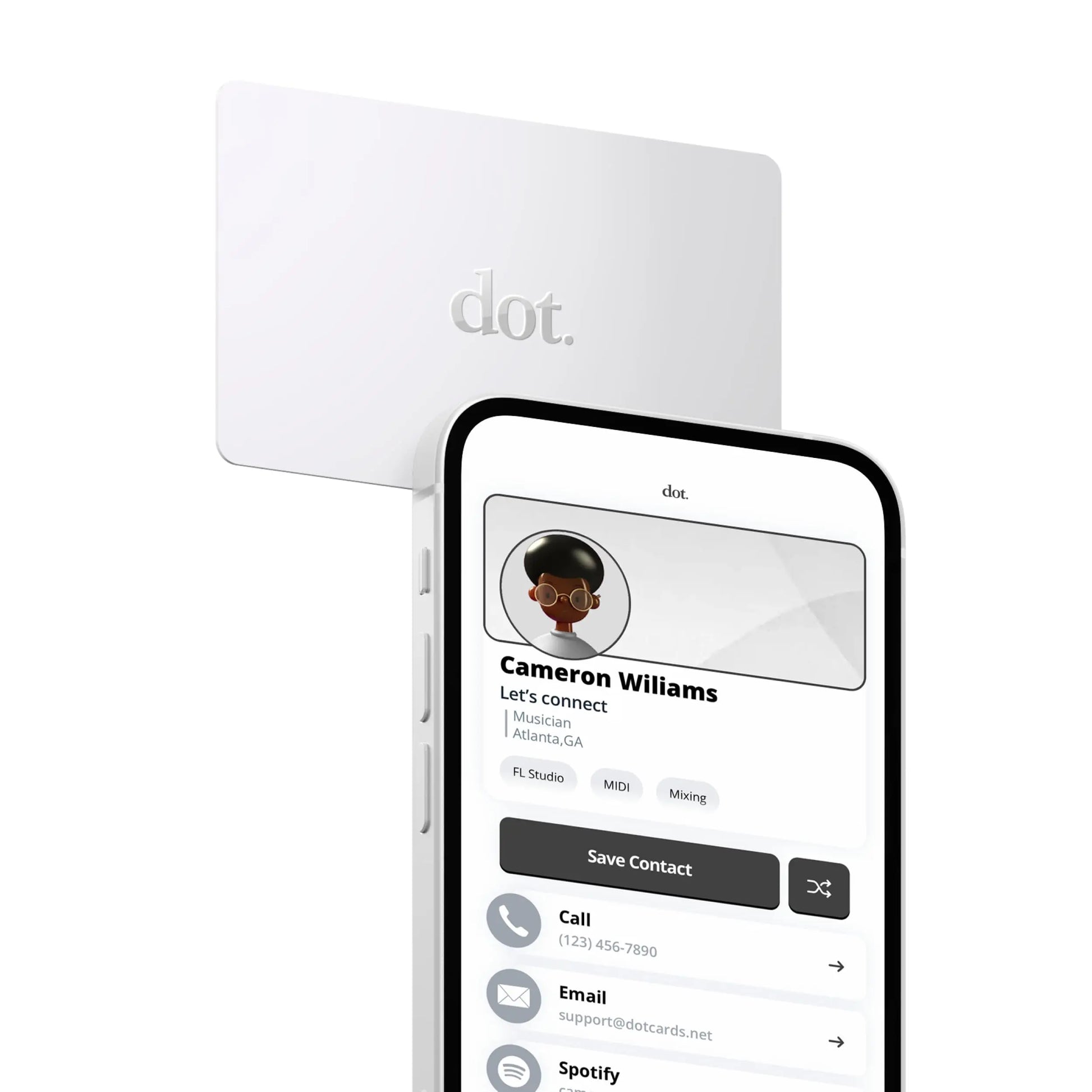 White rectangular dot digital business card tap compatible with iphone and android for digital business use