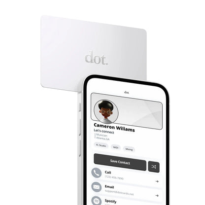 White rectangular dot digital business card tap compatible with iphone and android for digital business use