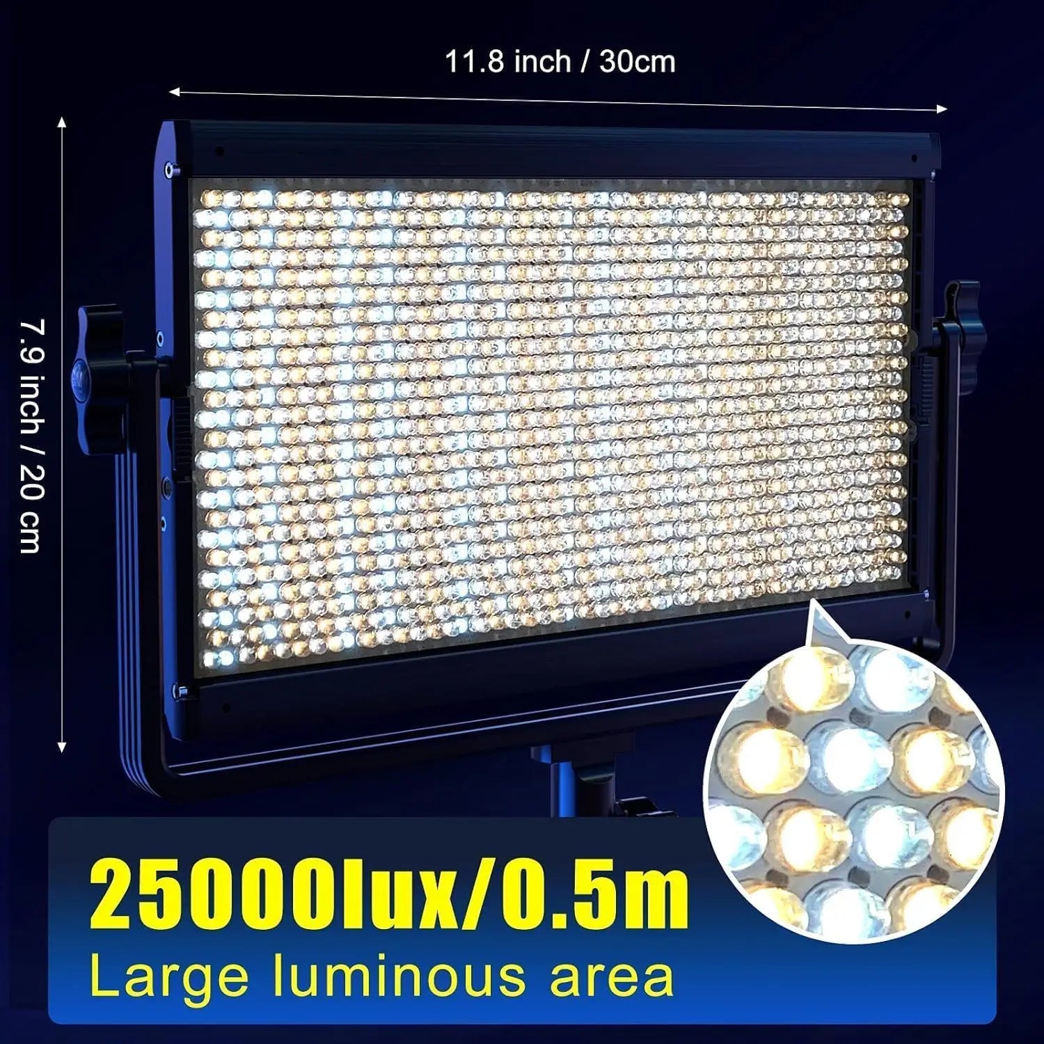 Black rectangular gvm great video led panel light with bright white leds and adjustable arms for studio use