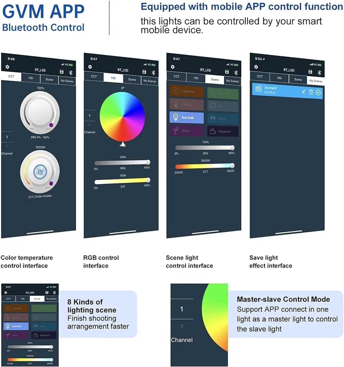 Gvm 1300d rgb video light kit with bluetooth control customizable color temperature and scenes for great video maker use