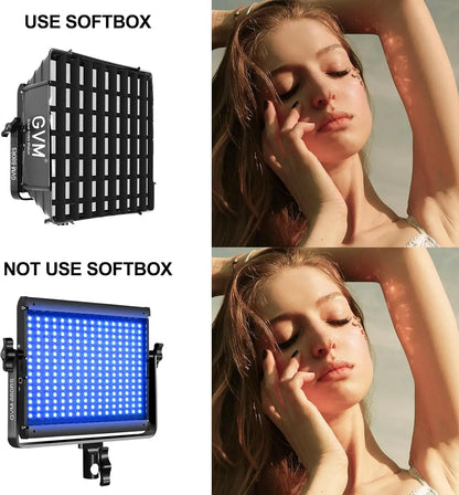 Black gvm 800rs softbox lighting panel with grid for gvm great video maker rgb photography lighting kits