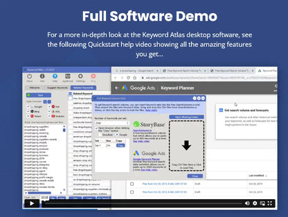 Keyword atlas desktop software interface showing powerful keyword generation and google ads for uncovering keyword opportunities