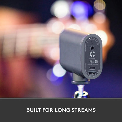 Gray mevo 1289 streaming camera back view with matte finish and ports for live streaming and flash memory video capture