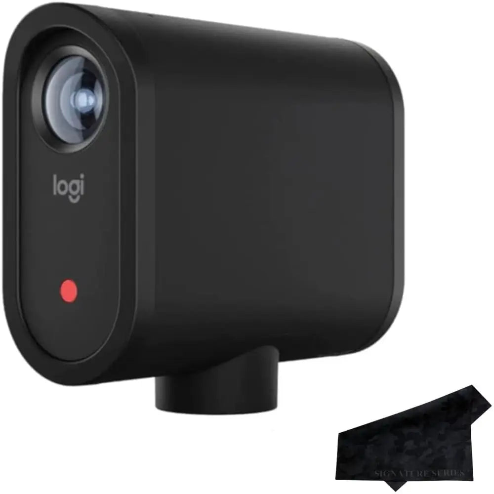 Black logitech mevo start 3-pack wireless live streaming cameras with sleek design for multi-camera video capture and app control