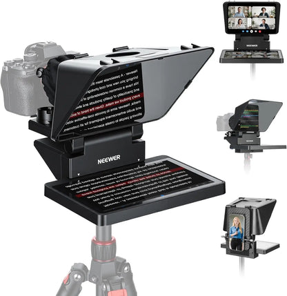 Neewer x11 2 in 1 teleprompter with glossy black monitor viewfinder and adjustable stand compatible devices with item weight included