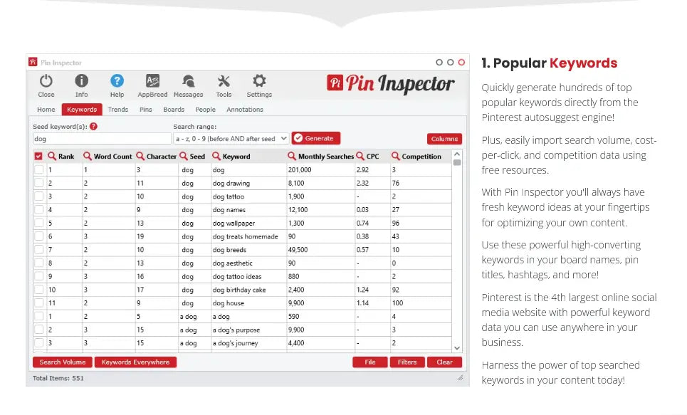 Pinterest Keyword Tool – Find Viral Keywords and Trends Fast AppBreed Tools