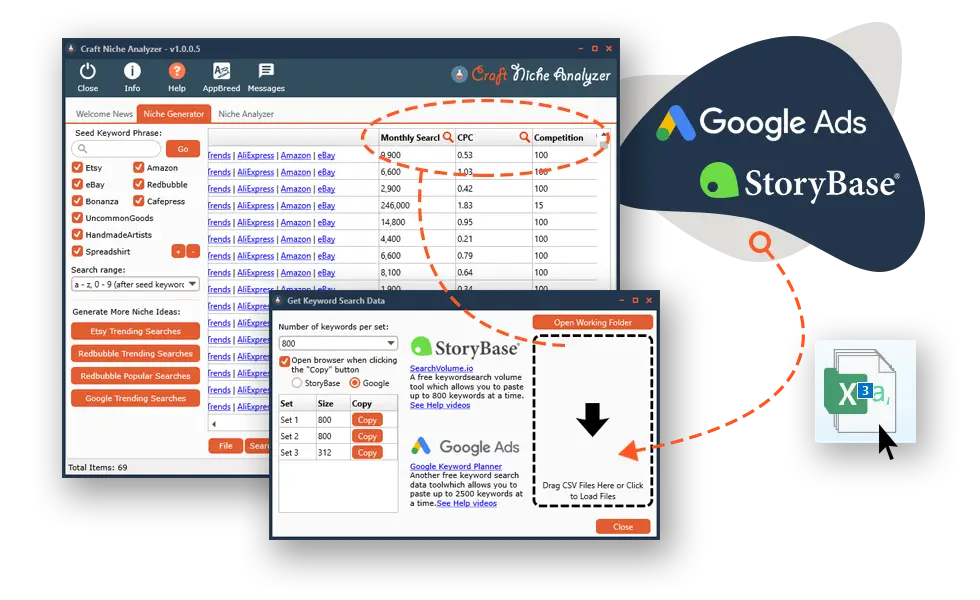 The profitable niche research tool by appbreed shows powerful desktop craft niche analyzer with google ads data uncovering hidden opportunities