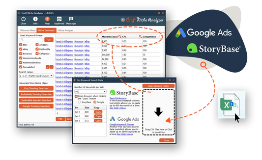 The profitable niche research tool by appbreed shows powerful desktop craft niche analyzer with google ads data uncovering hidden opportunities