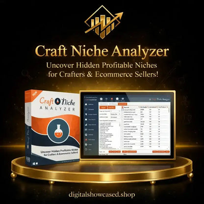 Profitable craft niches analyzer box with beaker icon on tablet