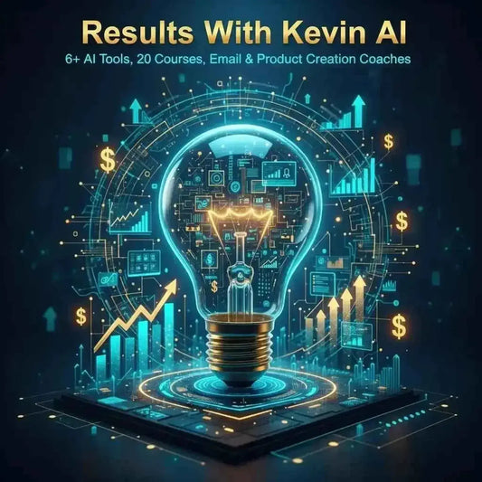 Glowing blue gold bulb with AI circuitry, Unlock Results With Kevin AI advanced ai tools