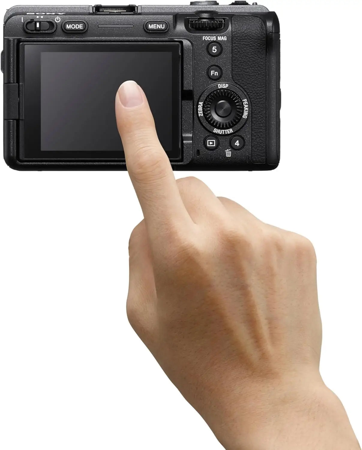 Black fujifilm x-t5 mirrorless camera with textured grip and dials shown alongside sony fx3a flash memory and accessories bundle
