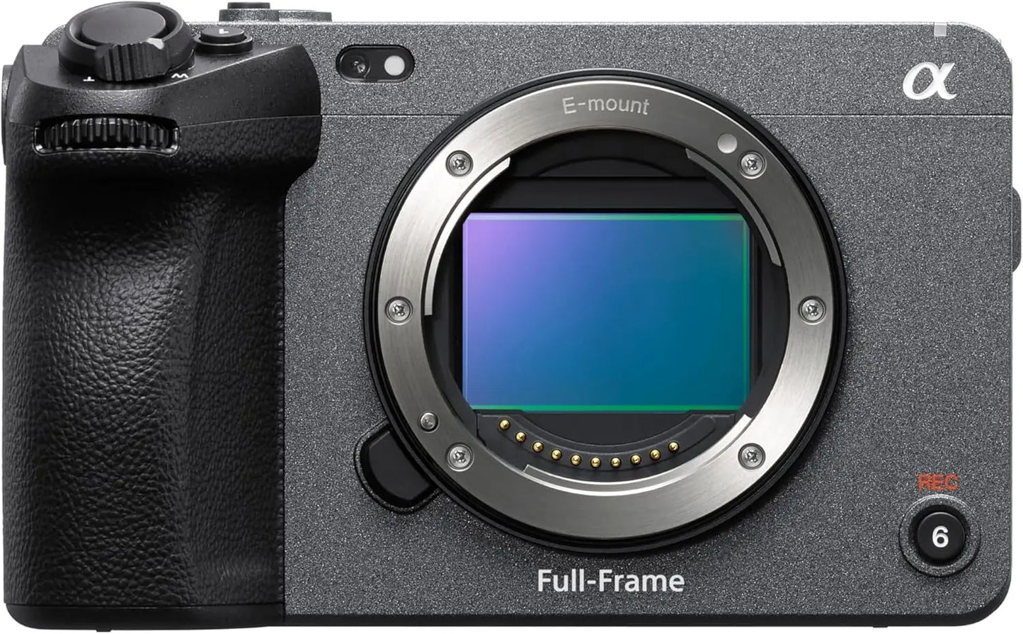 Black sony alpha a6400 mirrorless camera body with textured grip and silver e-mount ring in sony fx3a bundle with flash memory
