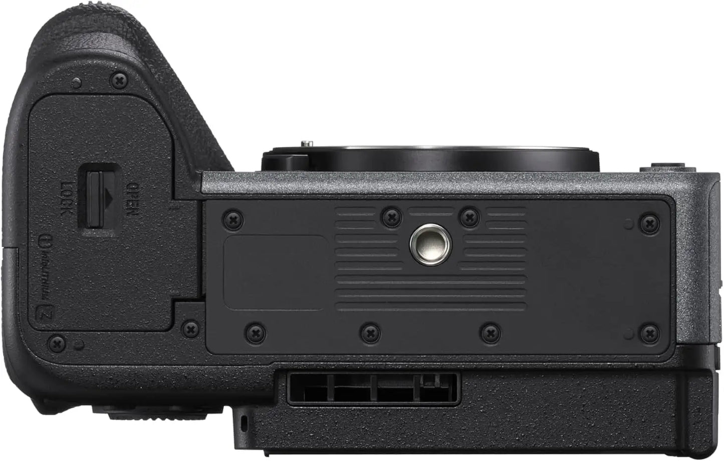 Black sony fx3a full-frame mirrorless camera body with textured grip and matte finish for cinema use with flash memory support