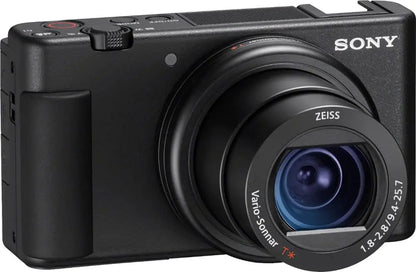 Black sony rx100 compact camera with zeiss vario-sonnar t lens featuring image stabilization for content creators