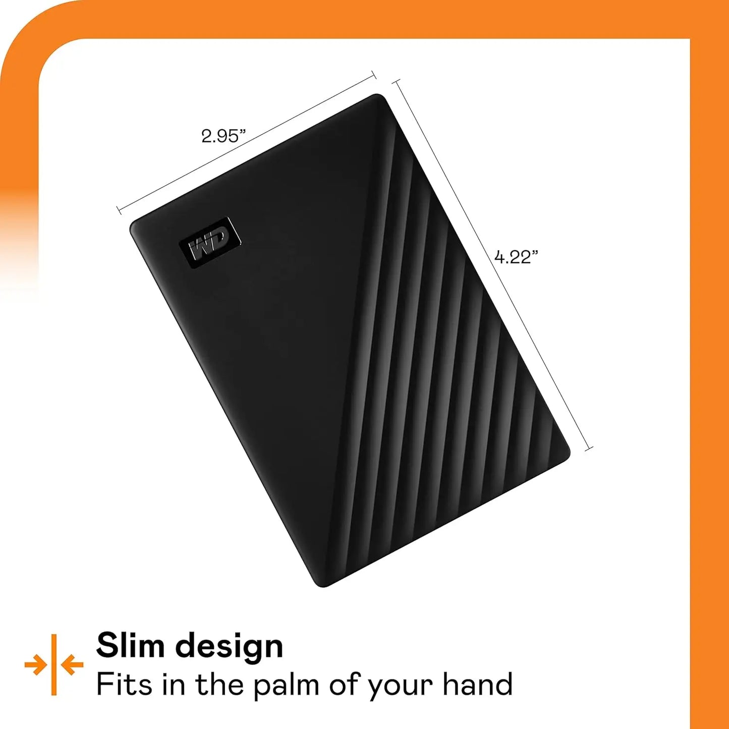 Black wd 5tb my passport portable hard drive with sleek ribbed design slim profile and usb 3.1 compatible